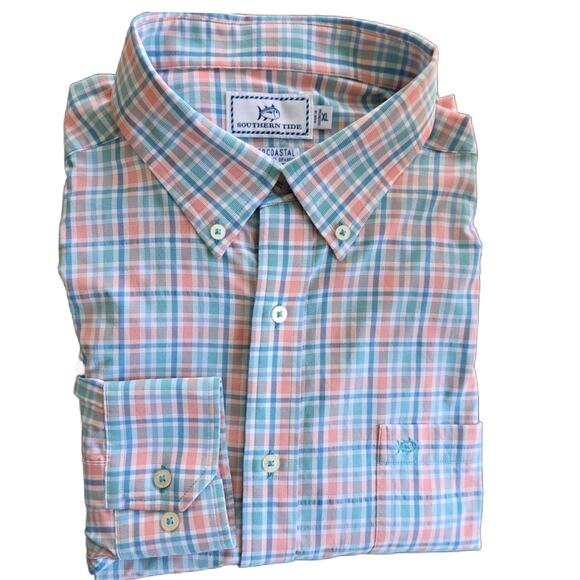 Southern Tide Intercoastal Performance Sport Shirt Button Down XL Blue Plaid - Picture 1 of 7